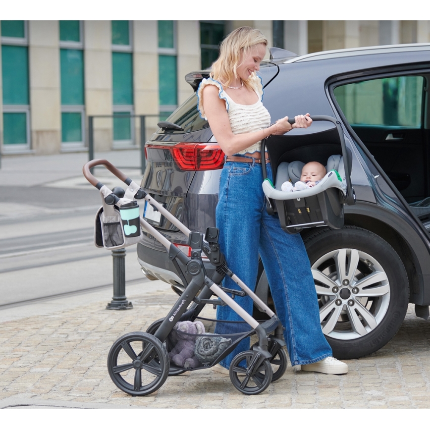 KINDERKRAFT - Kombinētie ratiņi 3in1 MOOV 2 AIR Moonlight pelēka + autokrēsls MINK PRO