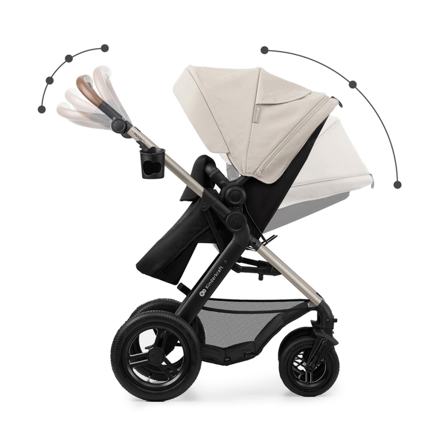 KINDERKRAFT - Kombinētie ratiņi 3in1 MOOV 2 AIR Moonlight pelēka + autokrēsls MINK PRO