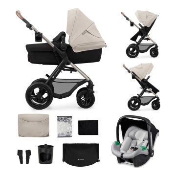 KINDERKRAFT - Kombinētie ratiņi 3in1 MOOV 2 AIR Moonlight pelēka + autokrēsls MINK PRO
