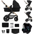 KINDERKRAFT - kombinētie ratiņi 3in1 MOOV 2 AIR Pure melna + autokrēsls MINK PRO
