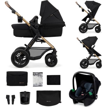 KINDERKRAFT - kombinētie ratiņi 3in1 MOOV 2 AIR Pure melna + autokrēsls MINK PRO