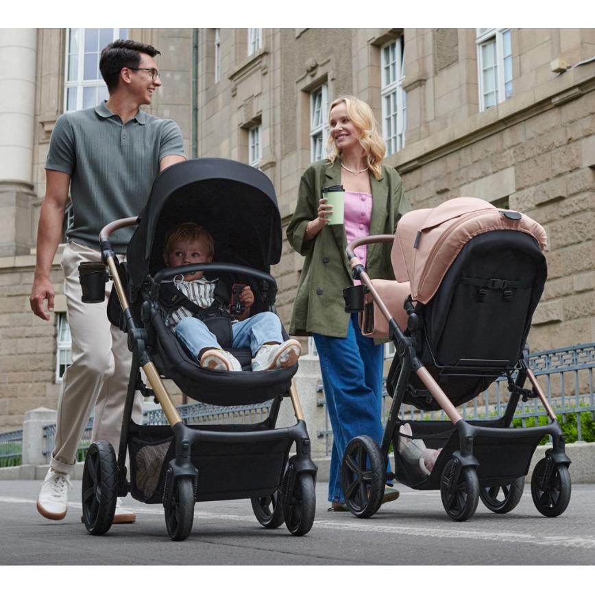 KINDERKRAFT - kombinētie ratiņi 3in1 MOOV 2 AIR Pure melna + autokrēsls MINK PRO