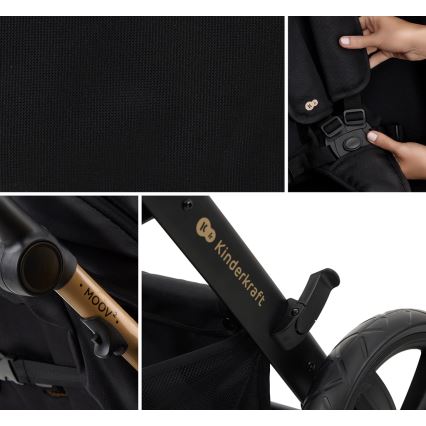 KINDERKRAFT - kombinētie ratiņi 3in1 MOOV 2 AIR Pure melna + autokrēsls MINK PRO