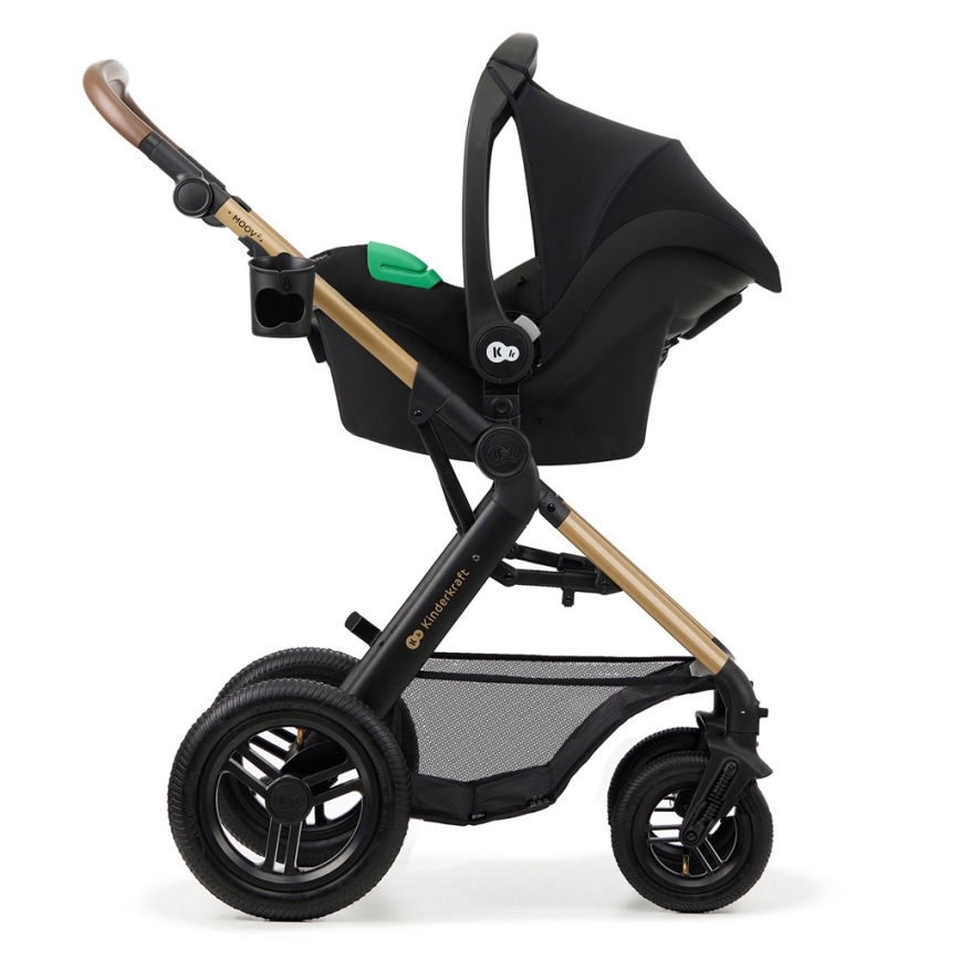 KINDERKRAFT - kombinētie ratiņi 3in1 MOOV 2 AIR Pure melna + autokrēsls MINK PRO