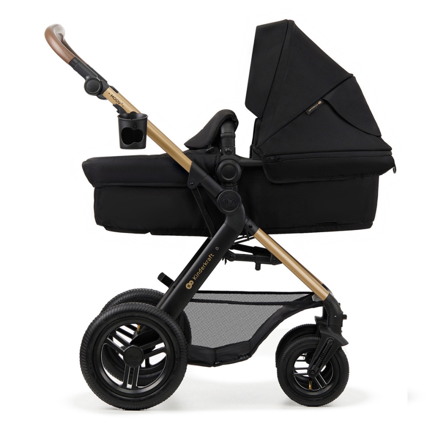KINDERKRAFT - kombinētie ratiņi 3in1 MOOV 2 AIR Pure melna + autokrēsls MINK PRO