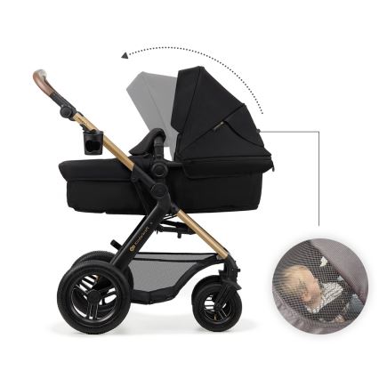 KINDERKRAFT - kombinētie ratiņi 3in1 MOOV 2 AIR Pure melna + autokrēsls MINK PRO