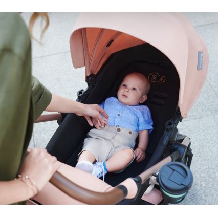 KINDERKRAFT - kombinētie ratiņi 3in1 MOOV 2 AIR Sand bēša + autokrēsls MINK PRO