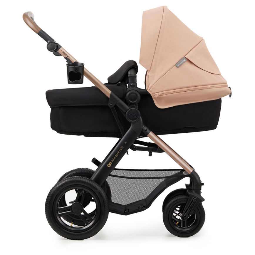 KINDERKRAFT - kombinētie ratiņi 3in1 MOOV 2 AIR Sand bēša + autokrēsls MINK PRO