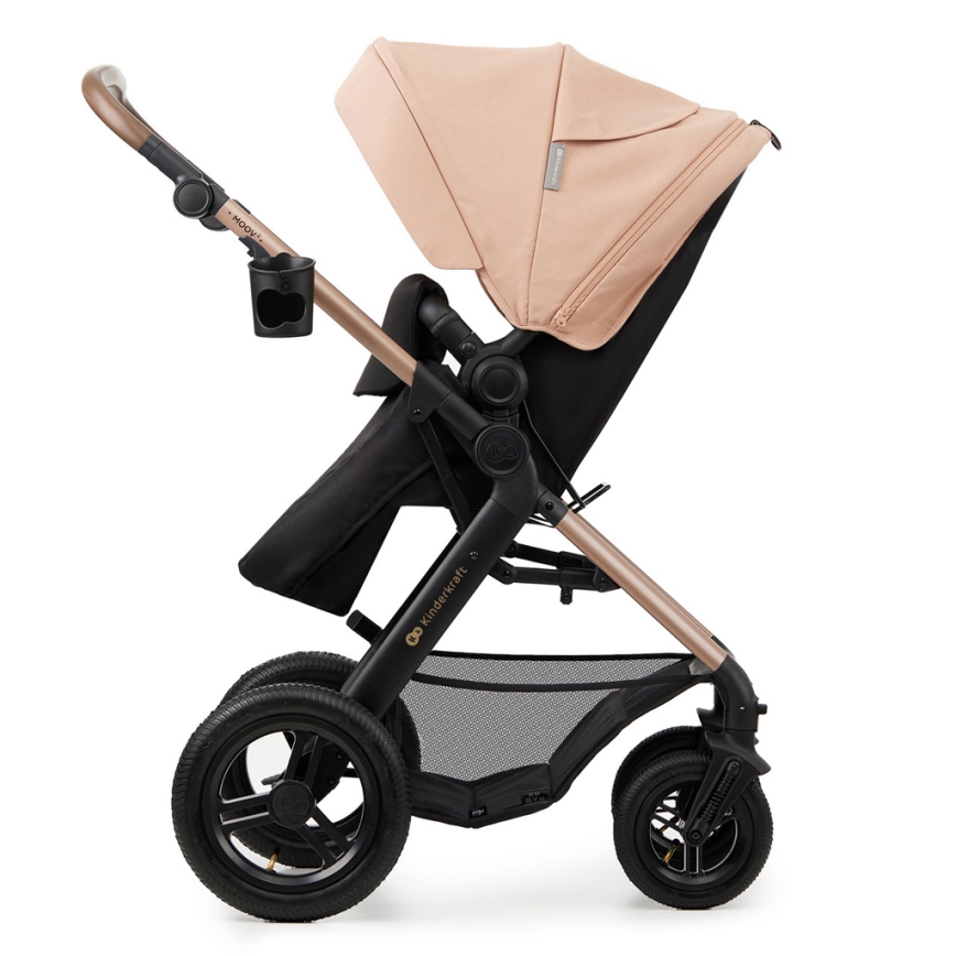 KINDERKRAFT - kombinētie ratiņi 3in1 MOOV 2 AIR Sand bēša + autokrēsls MINK PRO