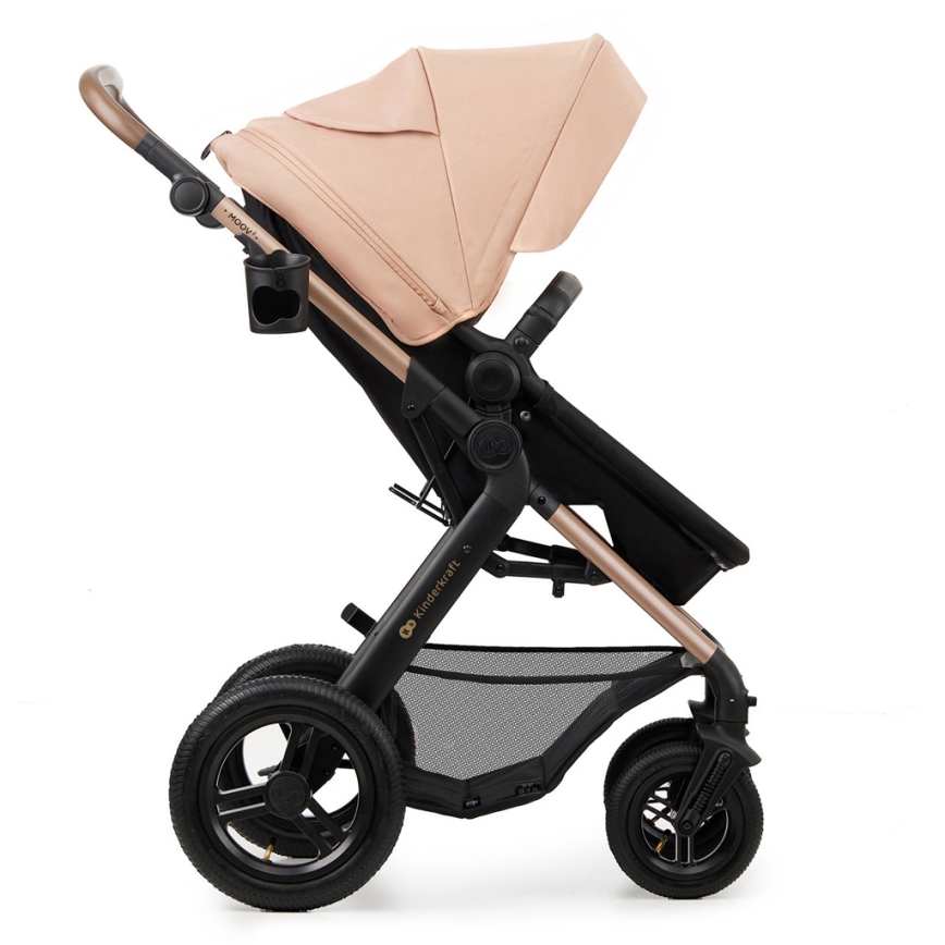 KINDERKRAFT - kombinētie ratiņi 3in1 MOOV 2 AIR Sand bēša + autokrēsls MINK PRO