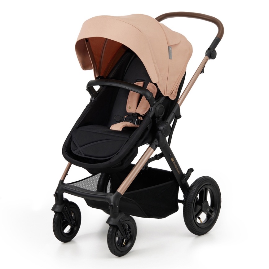 KINDERKRAFT - kombinētie ratiņi 3in1 MOOV 2 AIR Sand bēša + autokrēsls MINK PRO
