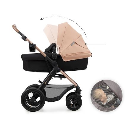 KINDERKRAFT - kombinētie ratiņi 3in1 MOOV 2 AIR Sand bēša + autokrēsls MINK PRO