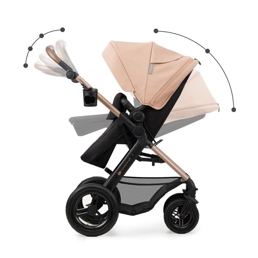 KINDERKRAFT - kombinētie ratiņi 3in1 MOOV 2 AIR Sand bēša + autokrēsls MINK PRO