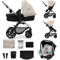 KINDERKRAFT - kombinētie ratiņi 3in1 MOOV 2 Moonlight pelēka + autokrēsls MINK PRO