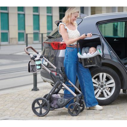 KINDERKRAFT - kombinētie ratiņi 3in1 MOOV 2 Moonlight pelēka + autokrēsls MINK PRO
