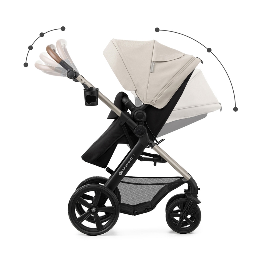 KINDERKRAFT - kombinētie ratiņi 3in1 MOOV 2 Moonlight pelēka + autokrēsls MINK PRO