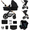 KINDERKRAFT - kombinētie ratiņi 3in1 MOOV 2 Pure melna + autokrēsls MINK PRO