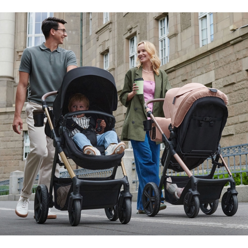 KINDERKRAFT - kombinētie ratiņi 3in1 MOOV 2 Pure melna + autokrēsls MINK PRO