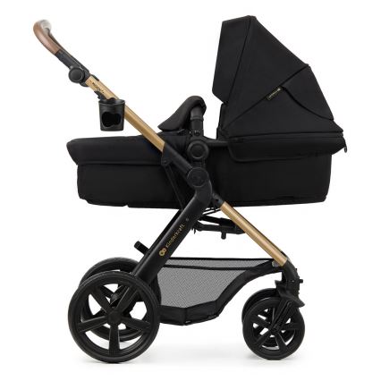 KINDERKRAFT - kombinētie ratiņi 3in1 MOOV 2 Pure melna + autokrēsls MINK PRO