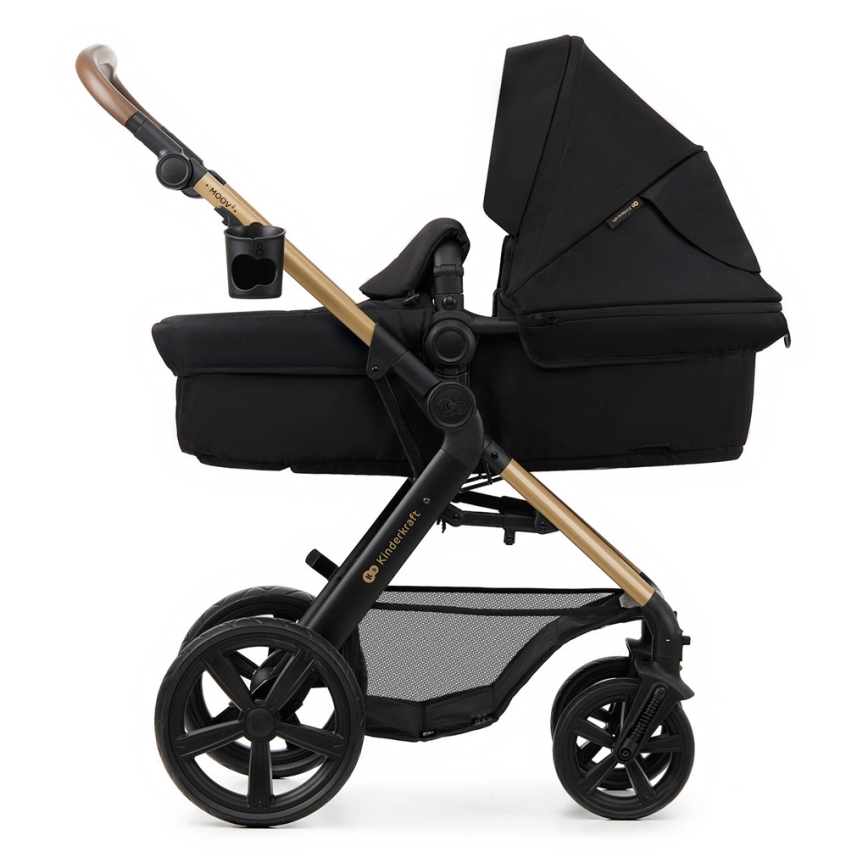 KINDERKRAFT - kombinētie ratiņi 3in1 MOOV 2 Pure melna + autokrēsls MINK PRO