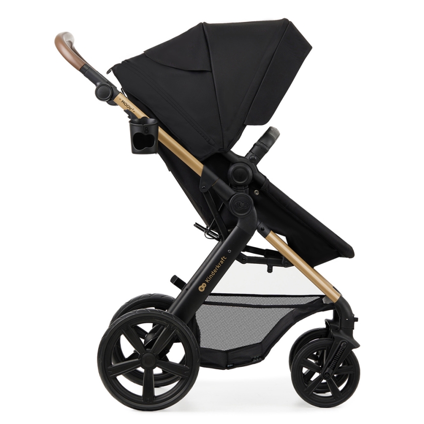 KINDERKRAFT - kombinētie ratiņi 3in1 MOOV 2 Pure melna + autokrēsls MINK PRO