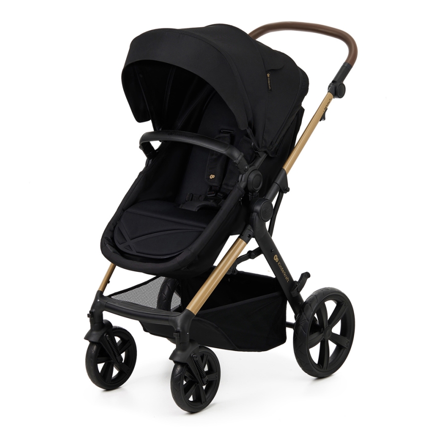 KINDERKRAFT - kombinētie ratiņi 3in1 MOOV 2 Pure melna + autokrēsls MINK PRO