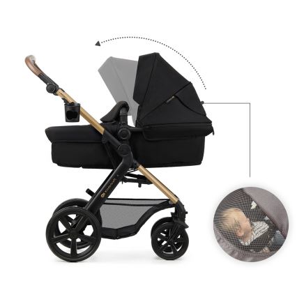 KINDERKRAFT - kombinētie ratiņi 3in1 MOOV 2 Pure melna + autokrēsls MINK PRO