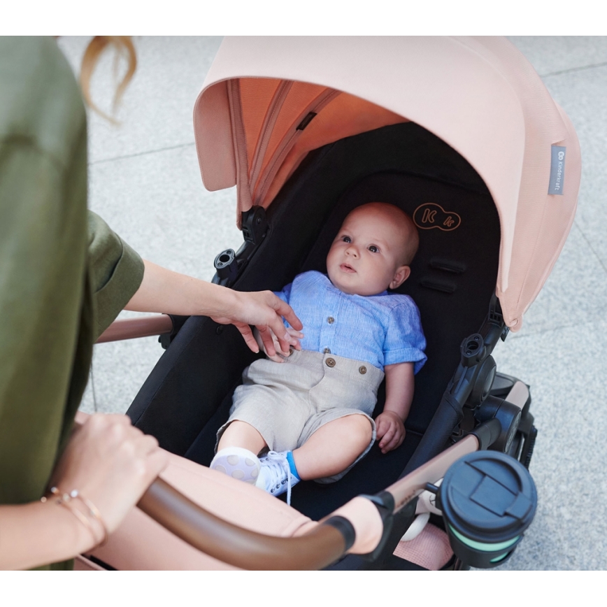 KINDERKRAFT - kombinētie ratiņi 3in1 MOOV 2 Sand bēša + autokrēsls MINK PRO