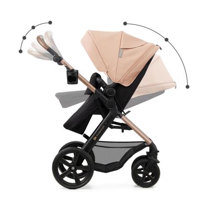 KINDERKRAFT - kombinētie ratiņi 3in1 MOOV 2 Sand bēša + autokrēsls MINK PRO
