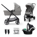 KINDERKRAFT - Kombinētie ratiņi 3in1 NEWLY Moonlight pelēka  + autokrēsls MINK PRO