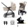 KINDERKRAFT - Kombinētie ratiņi 4in1 NEWLY Klasiska bēša + autokrēsls MINK PRO ar pamatni ISOFIX