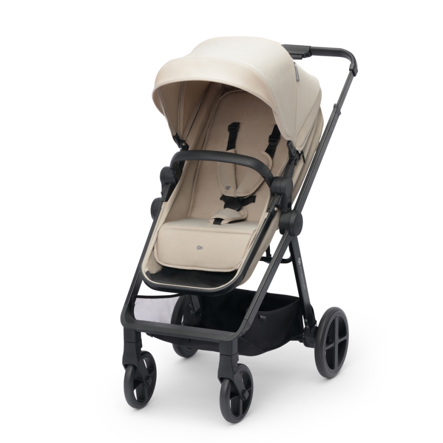 KINDERKRAFT - Kombinētie ratiņi 4in1 NEWLY Klasiska bēša + autokrēsls MINK PRO ar pamatni ISOFIX
