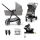 KINDERKRAFT - Kombinētie ratiņi 4v1 NEWLY Klasiska pelēka + autokrēsls MINK PRO ar pamatni ISOFIX