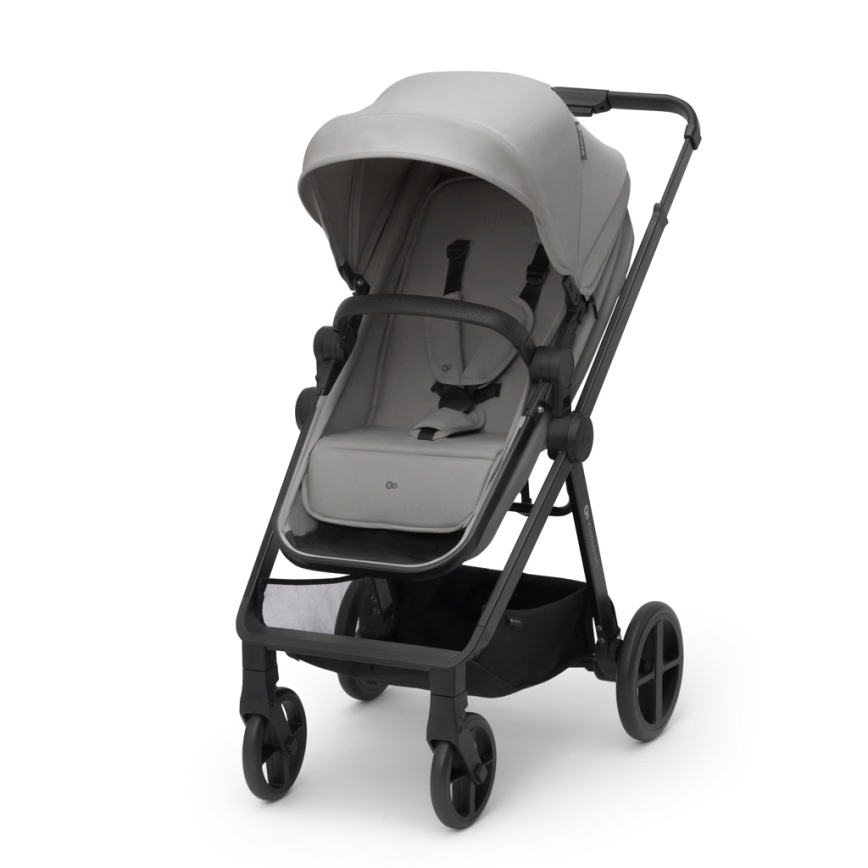 KINDERKRAFT - Kombinētie ratiņi 4v1 NEWLY Klasiska pelēka + autokrēsls MINK PRO ar pamatni ISOFIX