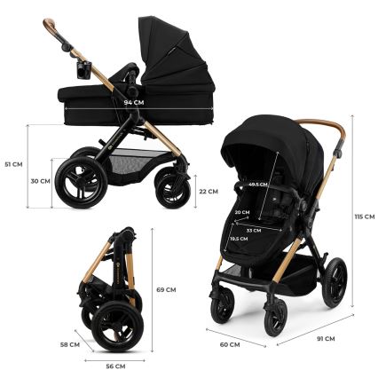 KINDERKRAFT - Kombinēts ratiņš 3 vienā MOOV 2 XL Air Black