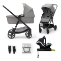 KINDERKRAFT - Kombinēts ratiņu komplekts 4in1 NEWLY Classic pelēks + MINK PRO autokrēsls ar ISOFIX bāzi