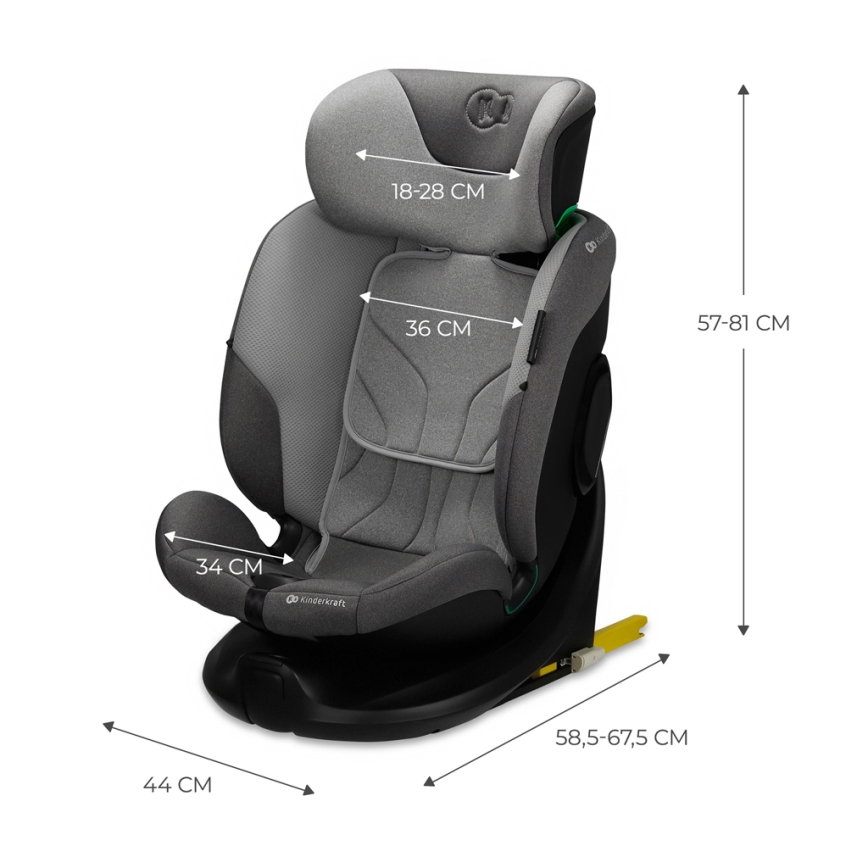 KINDERKRAFT SELECT - Autokrēsliņš I-FIX (40-150 cm) Cool pelēka
