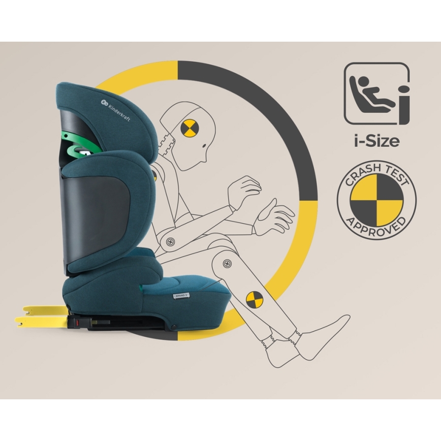 KINDERKRAFT SELECT - Autokrēsliņš XPAND 2 i-Izmērs (100-150 cm) Premium Harbour zila