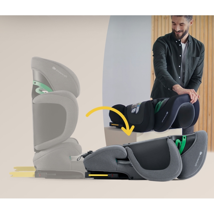 KINDERKRAFT SELECT - Autokrēsliņš XPAND 2 i-Izmērs (100-150 cm) Premium Raķete pelēka