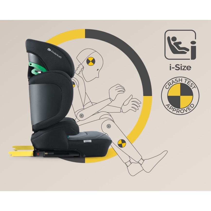 KINDERKRAFT SELECT - Autokrēsliņš XPAND 2 i-Izmērs (100-150cm) Premium Graphite melna