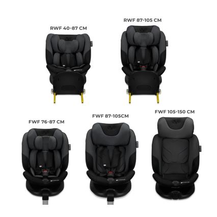 KINDERKRAFT SELECT - Bērnu auto sēdeklis ar rotējošu I-FIX pamatni (40-150 cm) grafīta melns