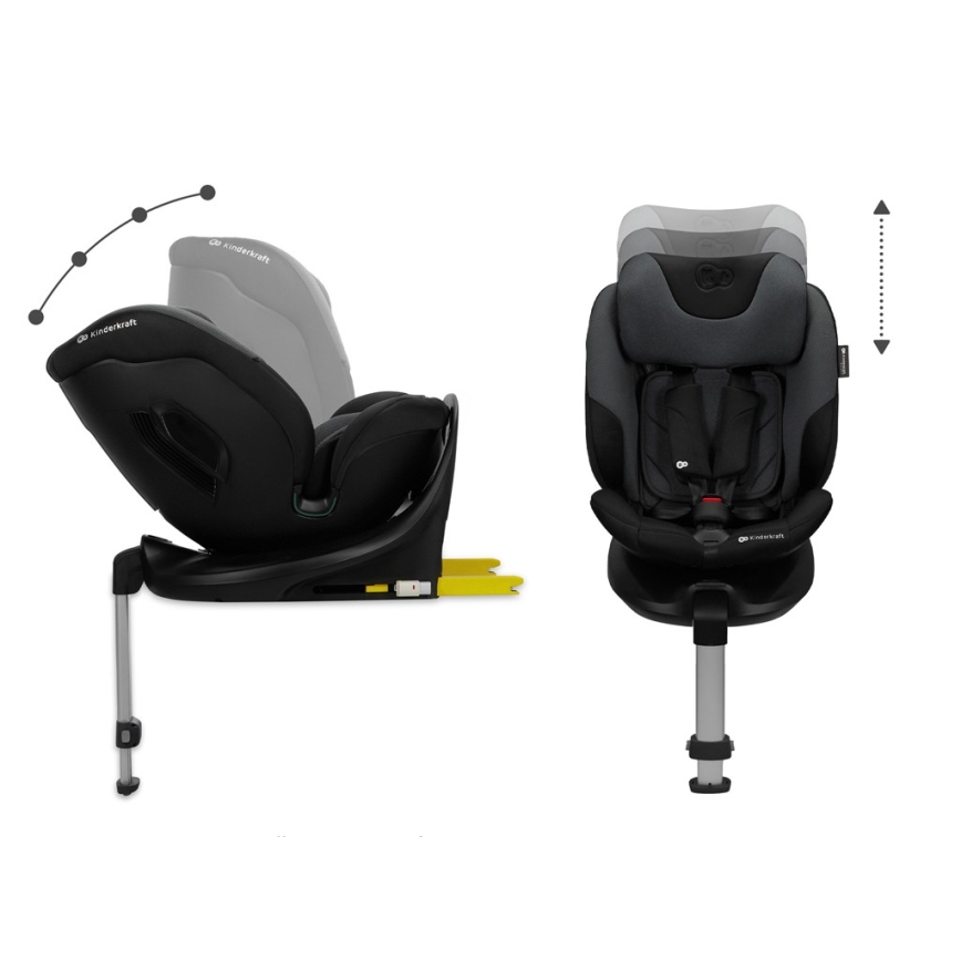 KINDERKRAFT SELECT - Bērnu auto sēdeklis ar rotējošu I-FIX pamatni (40-150 cm) grafīta melns