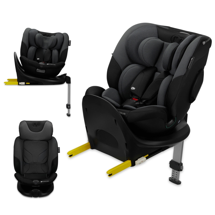 KINDERKRAFT SELECT - Bērnu auto sēdeklis ar rotējošu I-FIX pamatni (40-150 cm) grafīta melns