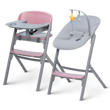 KINDERKRAFT SELECT - Bērnu barošanas krēsls 3in1 LIVY Premium Aster rozā + atpūtas krēsls CALMEE