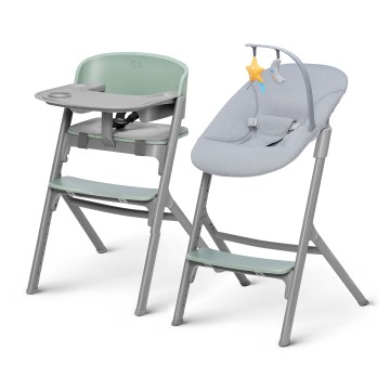 KINDERKRAFT SELECT - Bērnu barošanas krēsls 3in1 LIVY Premium Olive zaļa + atpūtas krēsls CALMEE