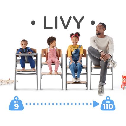 KINDERKRAFT SELECT - Bērnu barošanas krēsls 3in1 LIVY Premium ozols