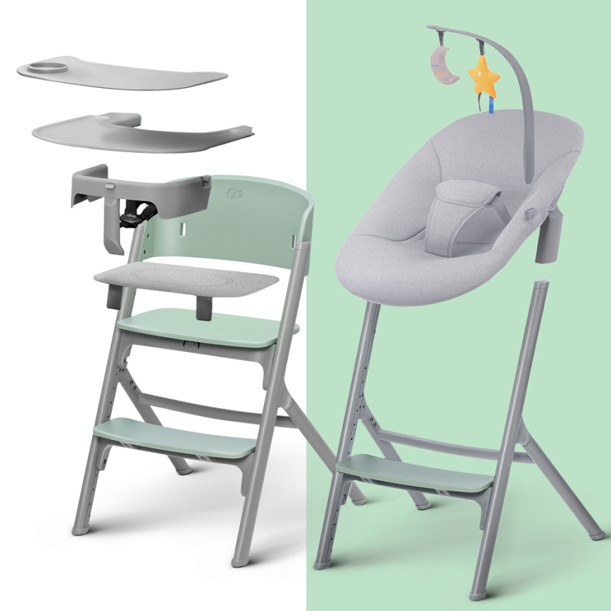 KINDERKRAFT SELECT - Bērnu barošanas krēsls 3in1 LIVY Premium Aster rozā + atpūtas krēsls CALMEE