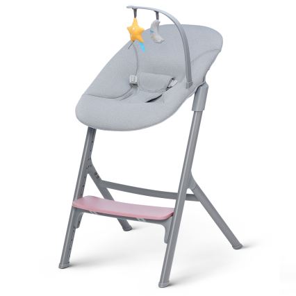KINDERKRAFT SELECT - Bērnu barošanas krēsls 3in1 LIVY Premium Aster rozā + atpūtas krēsls CALMEE
