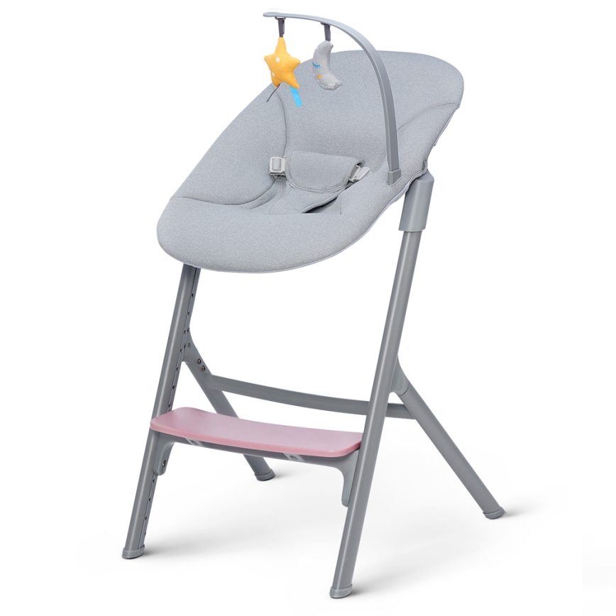 KINDERKRAFT SELECT - Bērnu barošanas krēsls 3in1 LIVY Premium Aster rozā + atpūtas krēsls CALMEE