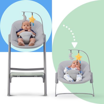 KINDERKRAFT SELECT - Bērnu barošanas krēsls 3in1 LIVY Premium Olive zaļa + atpūtas krēsls CALMEE